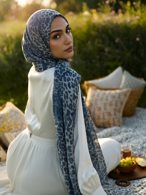 Snow Leopard Printed Modal Hijab