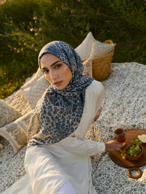Snow Leopard Printed Modal Hijab