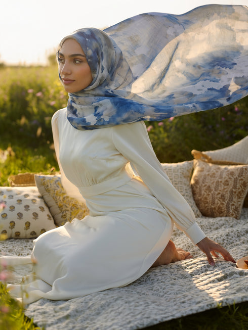 Cloudberry Printed Modal Hijab