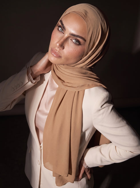 Noura Jersey Hijab - Tan Brown