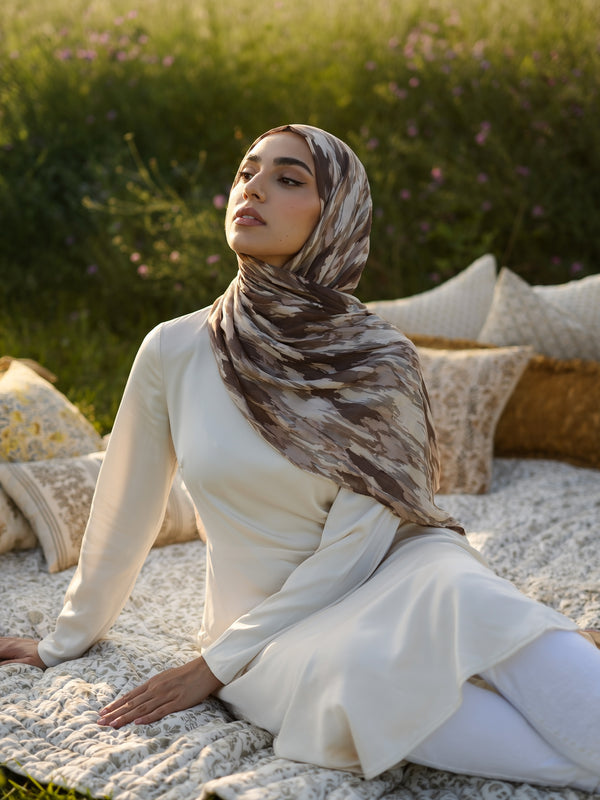 Cappuccino Printed Modal Hijab