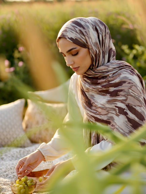 Cappuccino Printed Modal Hijab