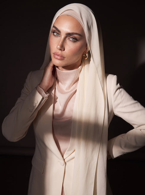Noura Jersey Hijab - Pearl White