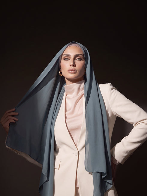 Noura Jersey Hijab - Denim Blue