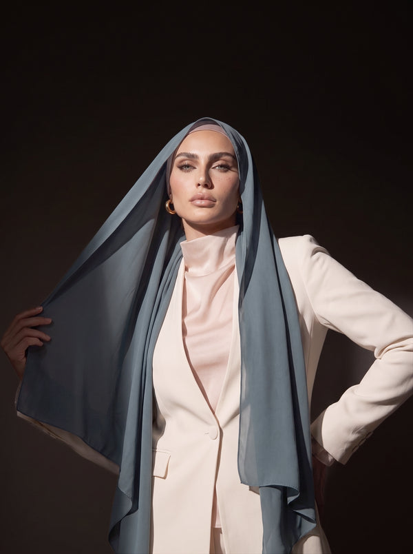 Noura Jersey Hijab - Denim Blue