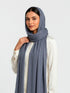 Cotton Viscose Button-Embellished Hijab - Denim Blue