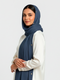 Cotton Viscose Button-Embellished Hijab - Sapphire Blue