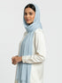 Cotton Viscose Button-Embellished Hijab - Sky Blue