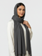 Cotton Viscose Button-Embellished Hijab - Charcoal Grey
