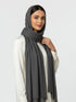 Cotton Viscose Button-Embellished Hijab - Charcoal Grey