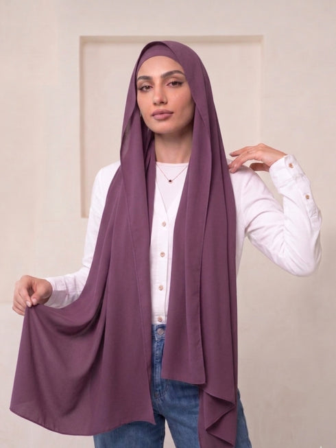 Built-in Magnet Hijab - Purple
