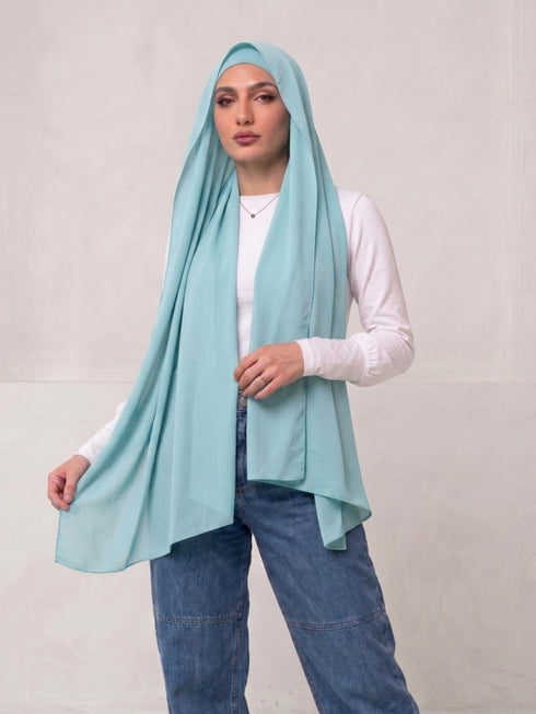 Built-in Magnet Hijab - Sky Blue