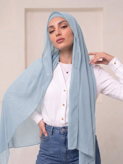 Built-in Magnet Hijab - Sky Blue