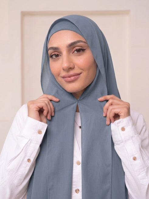 Built-in Magnet Hijab - Slate Grey
