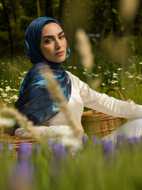 Blue Quartz Printed Modal Hijab