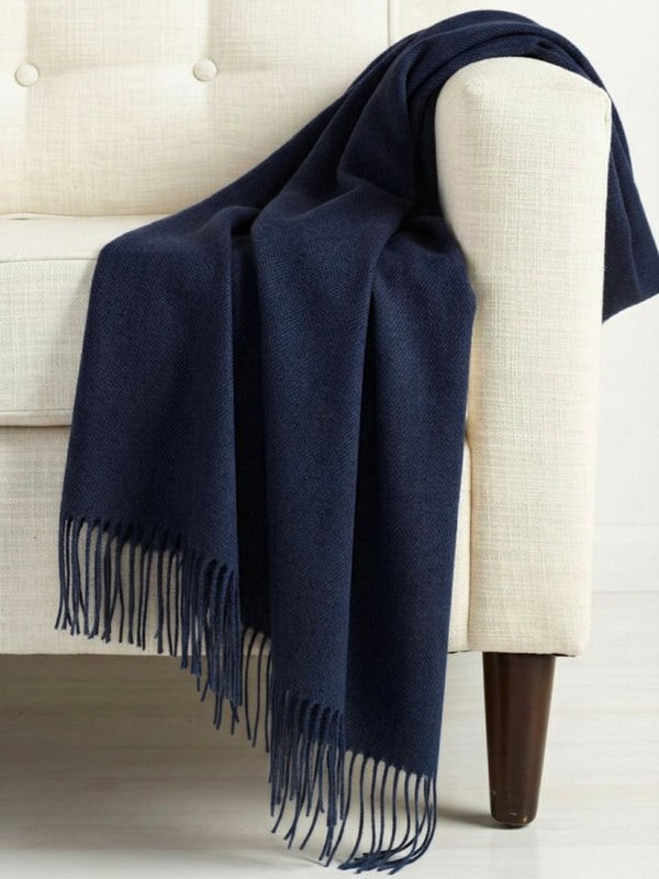 Plain Cashmere Scarves - Navy Blue