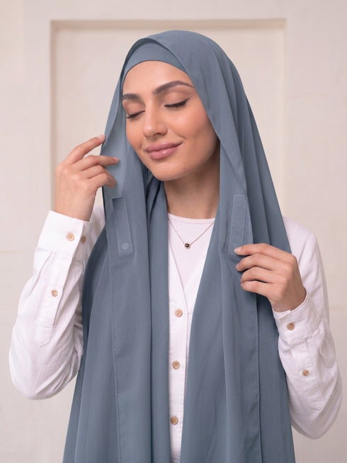 Built-in Magnet Hijab - Slate Grey