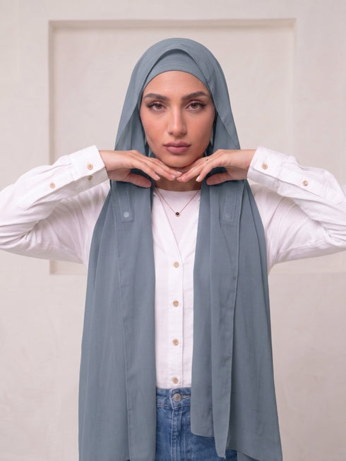 Built-in Magnet Hijab - Slate Grey