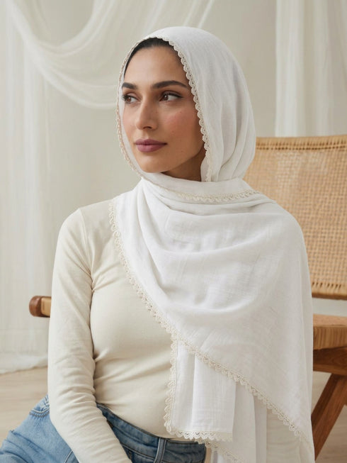 Noor Lace Hijab - White