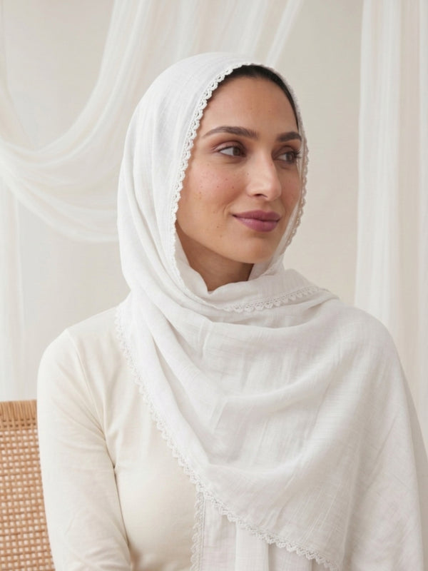 Noor Lace Hijab - White