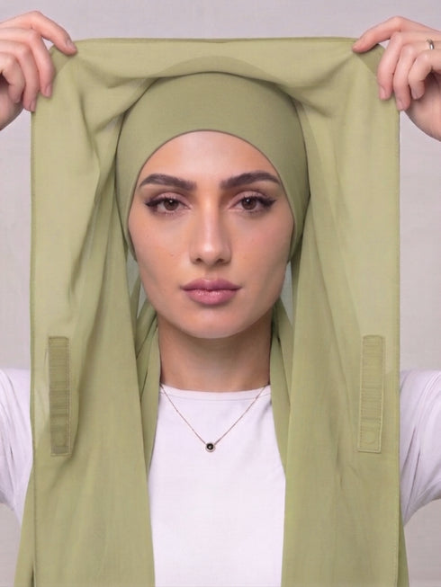 Built-in Magnet Hijab - Fern