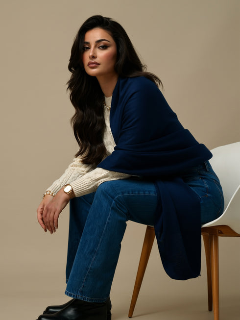 Zeba Winter Scarves - Navy Blue