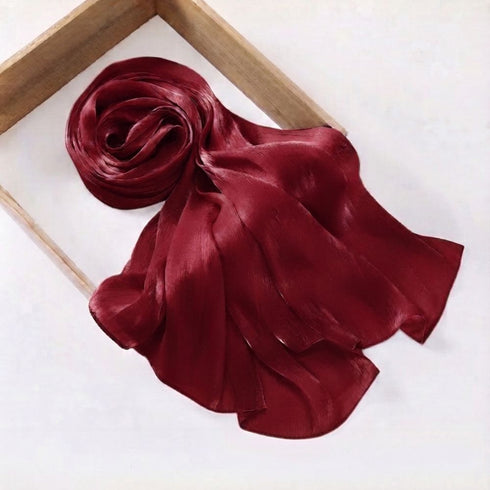 Aura Silky Organza Hijab - Dark Maroon