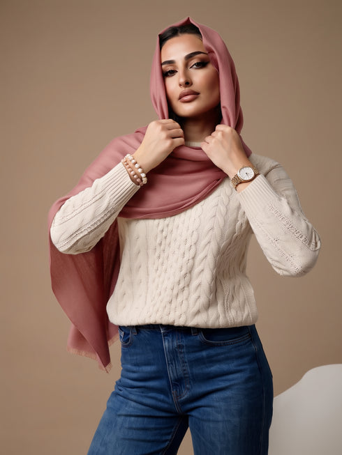 Zeba Winter Scarves - Dusty Pink
