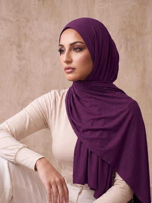 Organic Bamboo Jersey Hijab - Purple