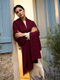 Sequins Blended Pashmina Shawl - Maroon