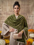 Silky Velvet Woolen Stole - Military Green