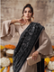 Silky Velvet Woolen Stole - Black