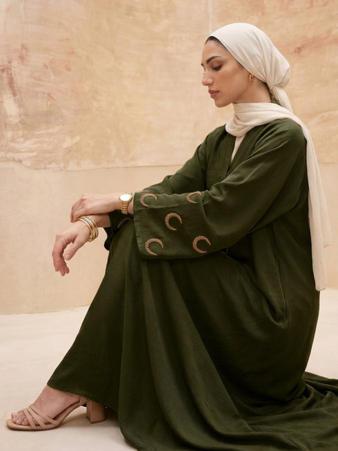 Crescent Abaya - Olive