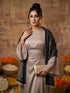 Silky Velvet Woolen Stole - Black