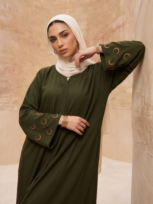 Crescent Abaya - Olive