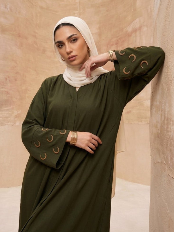 Crescent Abaya - Olive