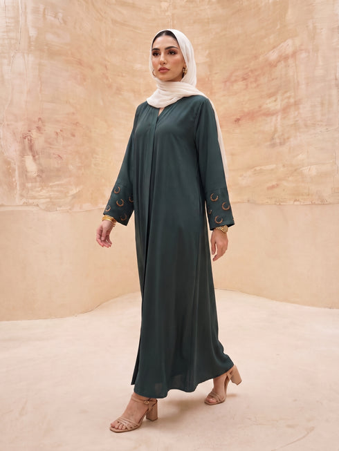 Crescent Abaya - Evergreen