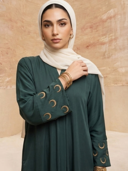 Crescent Abaya - Evergreen
