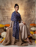 Silky Velvet Woolen Stole - Navy Blue