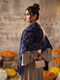 Silky Velvet Woolen Stole - Navy Blue