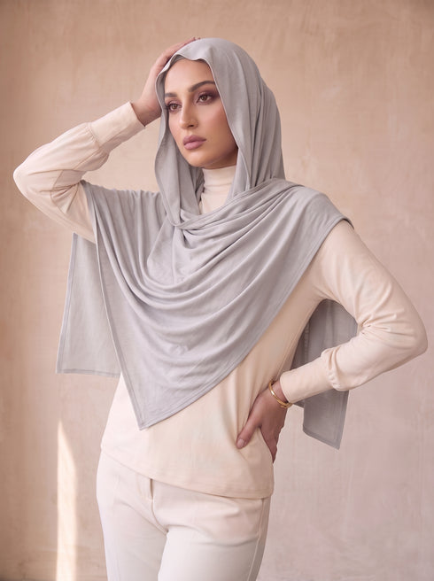 Organic Bamboo Jersey Hijab - Ash Grey