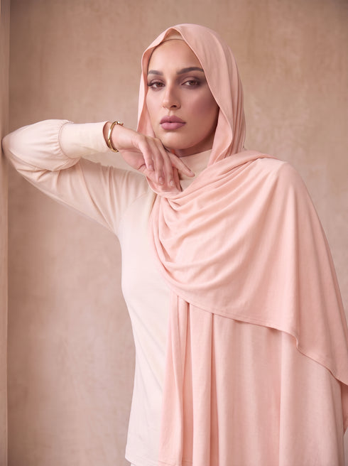 Organic Bamboo Jersey Hijab - Baby Pink