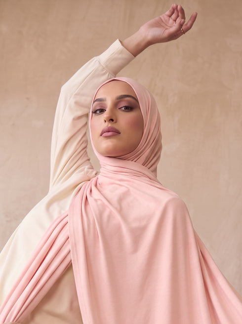 Organic Bamboo Jersey Hijab - Baby Pink