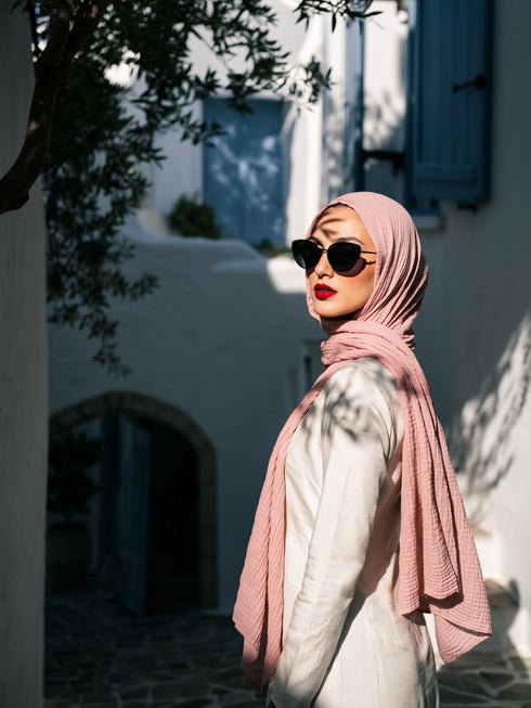 Marble Cotton Hijabs - Baby Pink
