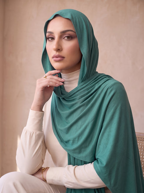 Organic Bamboo Jersey Hijab - Dark Cyan