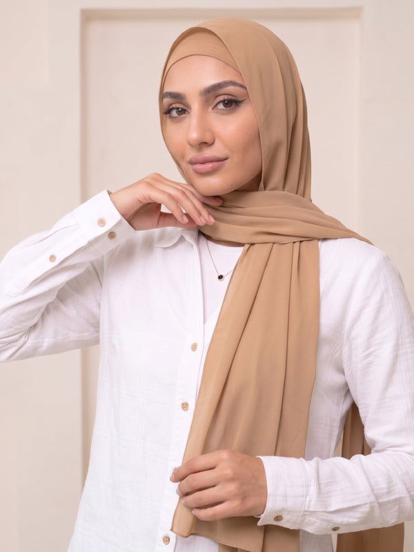 Built-in Magnet Hijab - Wheat Brown