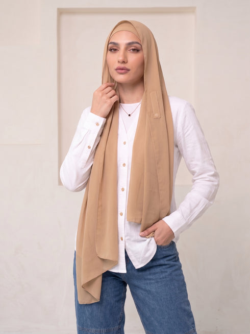 Built-in Magnet Hijab - Wheat Brown