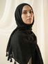 Texture Lawn Tassel Hijabs - Black