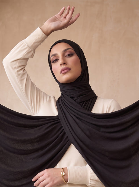 Organic Bamboo Jersey Hijab - Black