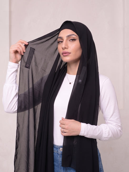 Built-in Magnet Hijab - Black